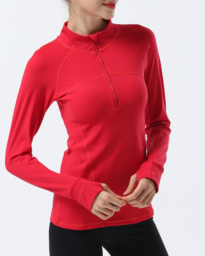 Top Long Sleeve Tight-fitting Zipper Yoga Jacket Stretch Fitness Outdoor Sports Running S-XL