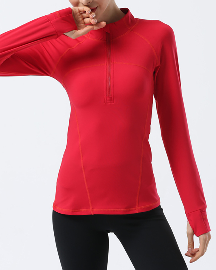 Top Long Sleeve Tight-fitting Zipper Yoga Jacket Stretch Fitness Outdoor Sports Running S-XL