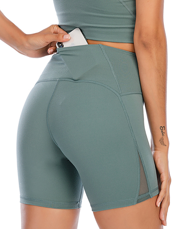 Nude Yoga Pants Wear Tight-Fitting High-Waist Breathable Running Fitness Solid Color S-XXL