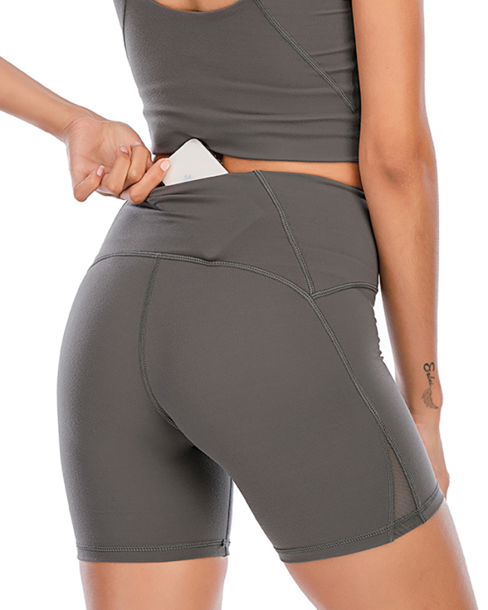 Nude Yoga Pants Wear Tight-Fitting High-Waist Breathable Running Fitness Solid Color S-XXL