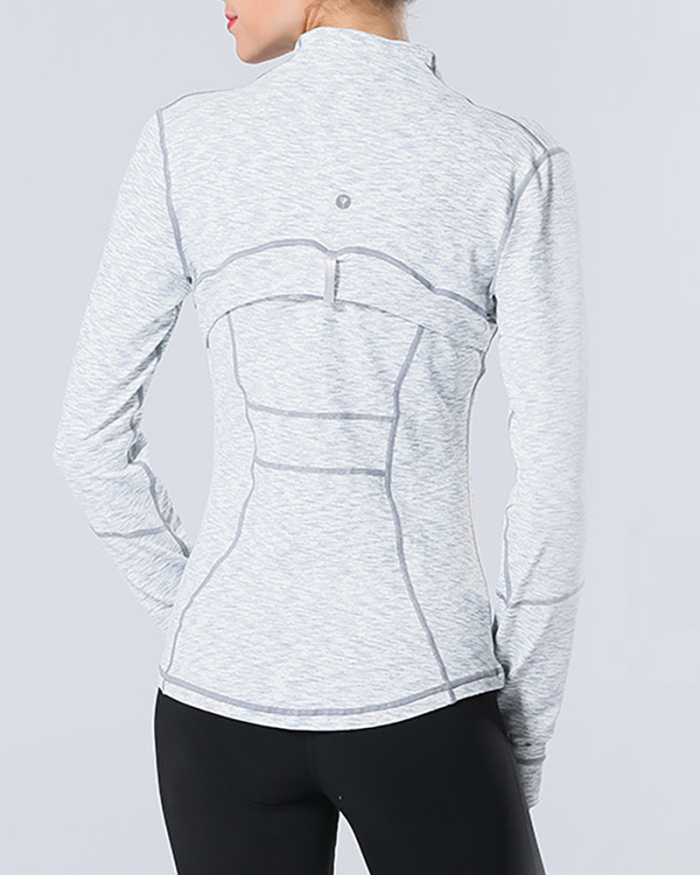 Yoga Jacket Sports Running Yoga Wear Stand Collar Zipper Sports Longsleeve S-XXXL