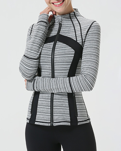 Yoga Jacket Sports Running Yoga Wear Stand Collar Zipper Sports Longsleeve S-XXXL