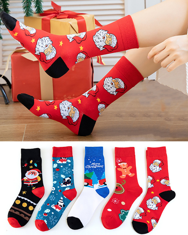 2021 New Creative Snowman Santa Claus Cartoon Socks Autumn And Winter Christmas Socks