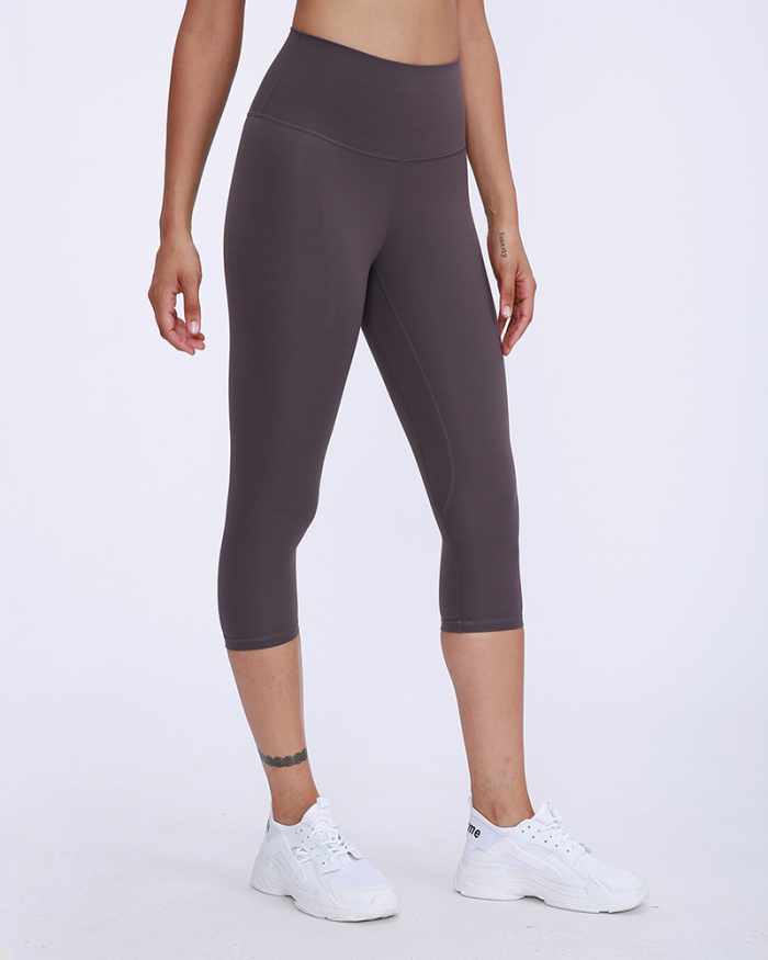 Double-Sided Nude Yoga Cropped Running Quick-Drying Stretch Tight Fitness Yoga Pants 