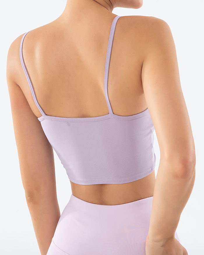 New Yoga Bra Sports Underwear Gathering Vest  Running Fitness Yoga Solid Color S-XL