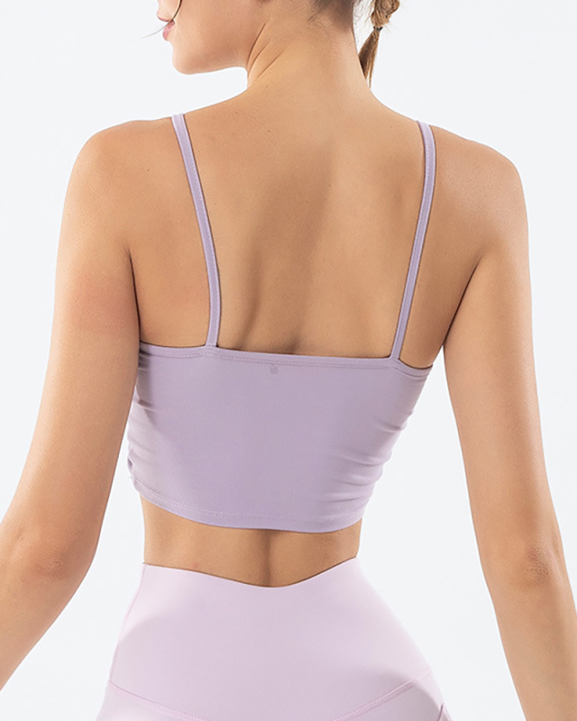 New Yoga Bra Sports Underwear Gathering Vest  Running Fitness Yoga Solid Color S-XL