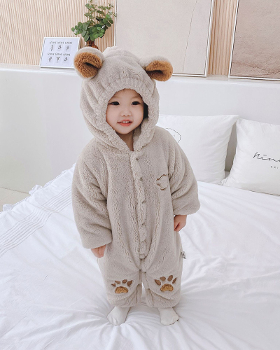 Baby Cute Cotton Bear Hooded Romper 59-90