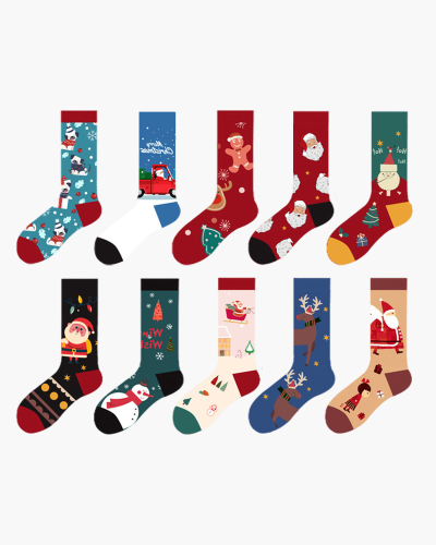 2021 New Creative Snowman Santa Claus Cartoon Socks Autumn And Winter Christmas Socks