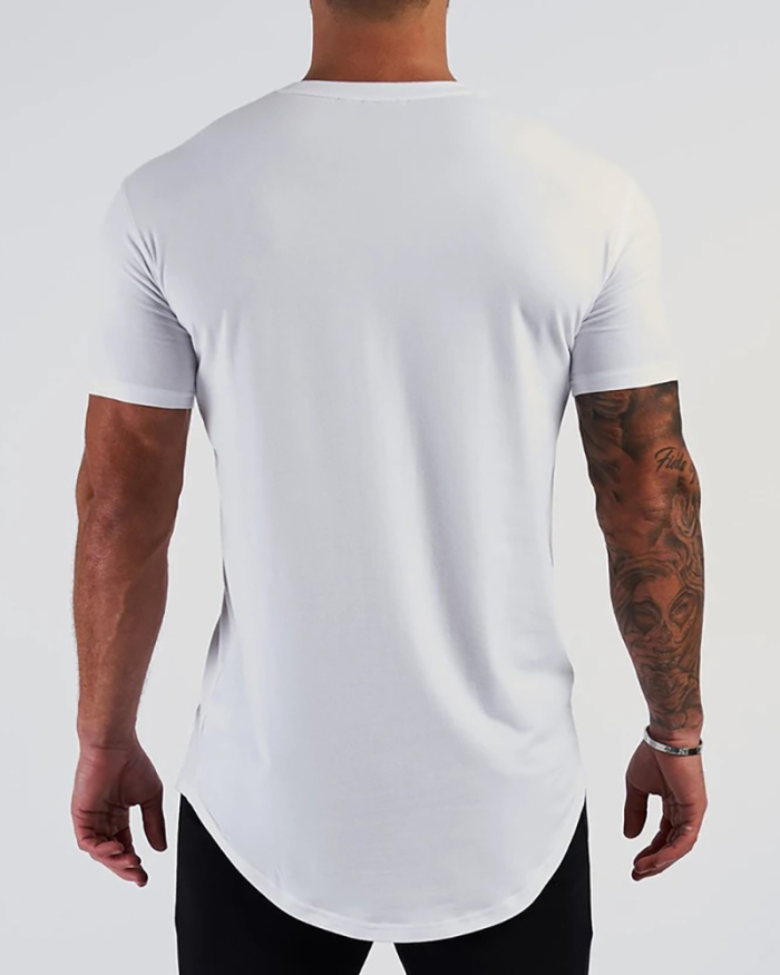 Men's Solid Color Printed Sports Wear T-shirt M-2XL