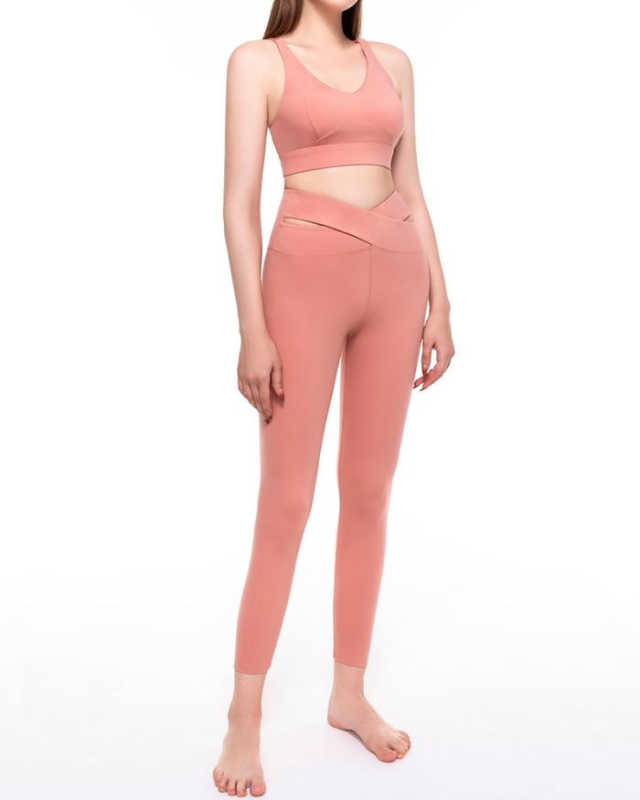 Women's Yoga Clothing Set Sports Bra Nine-point Yoga Pants Body Sculpting Fitness S-XXL
