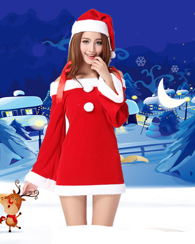New Christmas Cute Split Christmas Performance Costume with Christmas Hat One Size