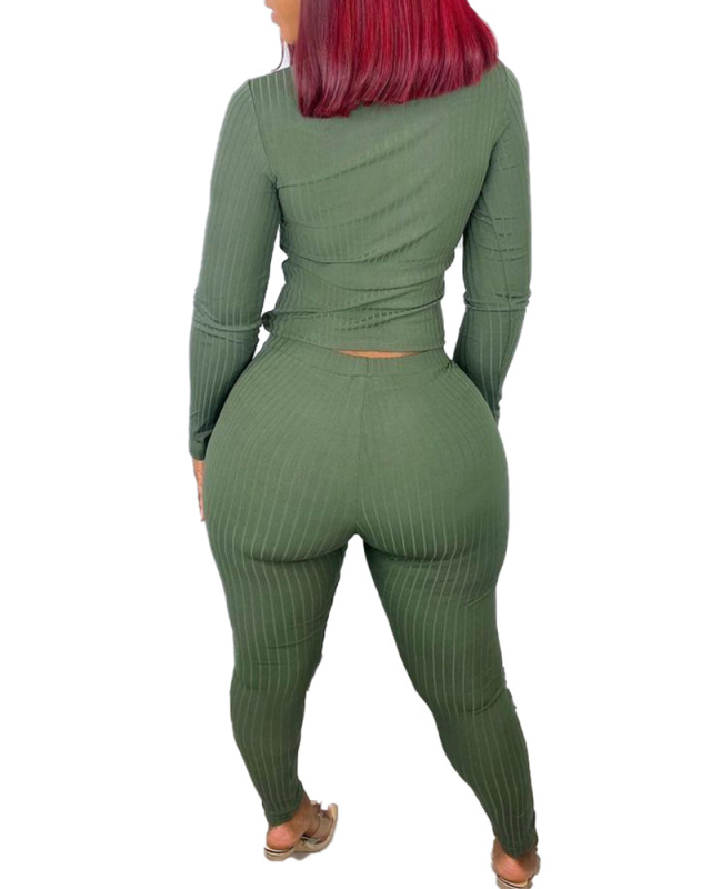 Women Solid Color Long Sleeve Knit Pants Sets Two Pieces Outfit S-2XL