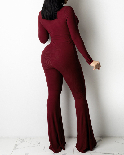 Beautiful New Style Thread Slim Lace Slim Jumpsuit Solid Color S-XXL