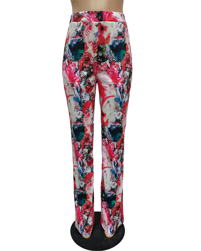 Fashion Florals Printed Wide Leg Pants S-XL