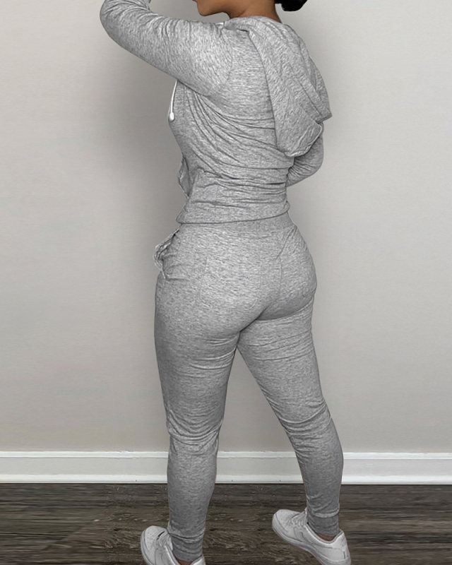 Women Solid Color Sports Wear Hoodies Casual Pants Sets Two Pieces Outfit Pink Yellow Orange Red Black Coffee Gray Blue Green Purple S-2XL