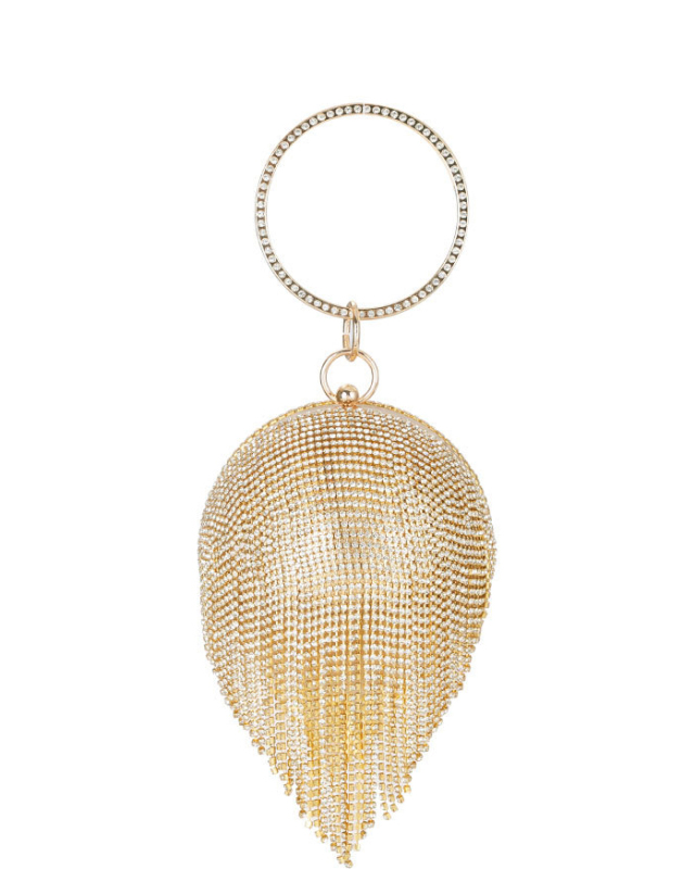 Lady Sexy Tassel Banquet Bags Black Gold Slivery 