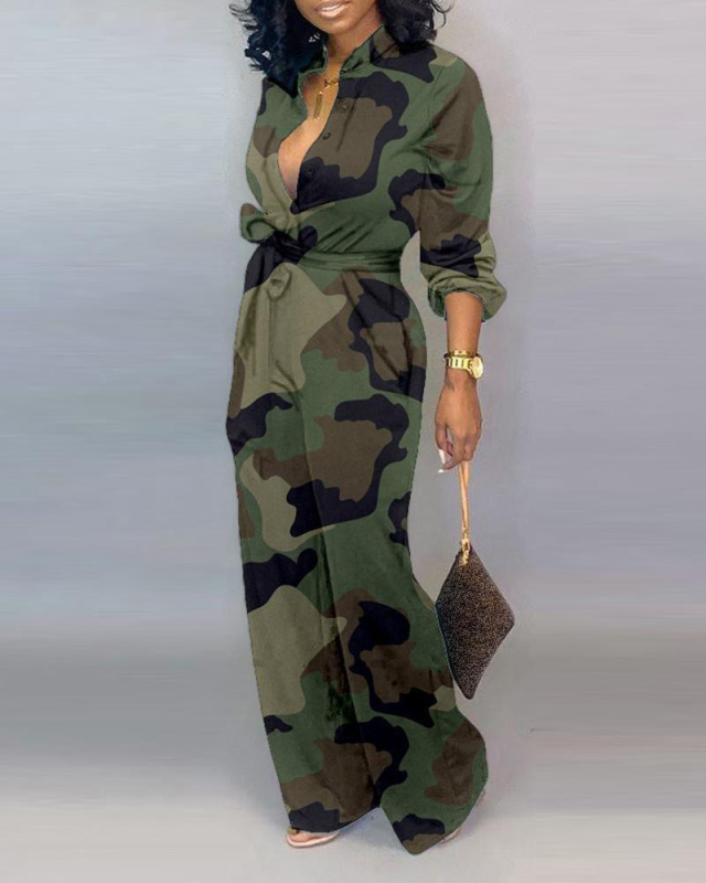 Women's Hot Sale Cardigan Printing Explosion Type Jumpsuit S-XXXL