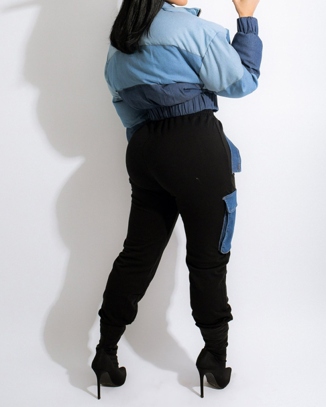 Ladies Fashion Casual Ladies Denim Gradient Stitching Cotton Jacket Jacket S-XXL