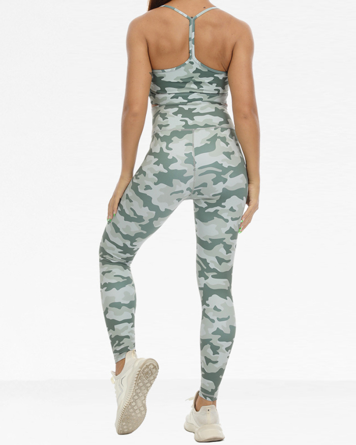 Yoga Clothing Suit Camouflage Sling Bra Fashion High Waist Yoga Suit Fitness XS-XL