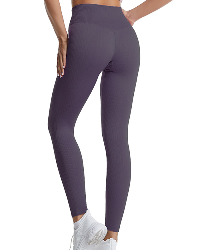 Ladies Fitness Seamless Yoga Pants Sports Tights Solid Color S-L