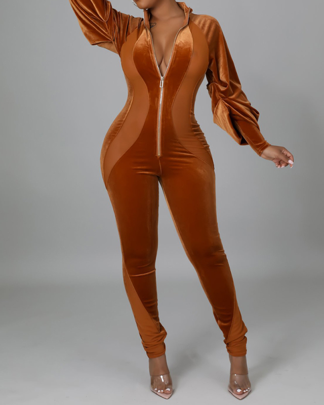Fashion Lady Casual Sexy Lantern Sleeve Jumpsuit Black Brown S-2XL 