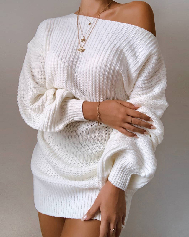 Lady Causal Long Sleeve Solid Color Tops Sweater Pink Gray Black White Wine Red Blue S-XL 