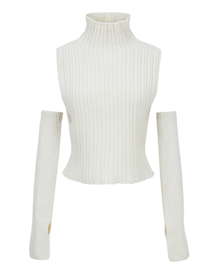 Women Long Sleeve Solid Color Turtleneck Tank Sweater Tops Black Gray White Camel S-XL