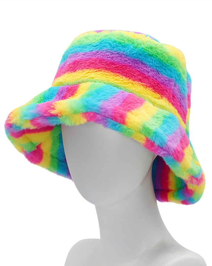 Lady Colorful Winter Warm Stripe Thicken Hat