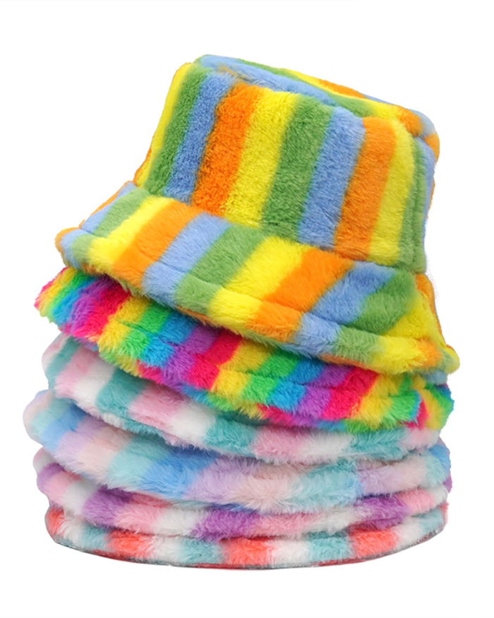 Lady Colorful Winter Warm Stripe Thicken Hat