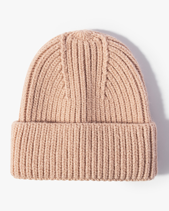 Thick Warm Knitted Hat Casual Fashion Solid Color Woolen Hat One Size