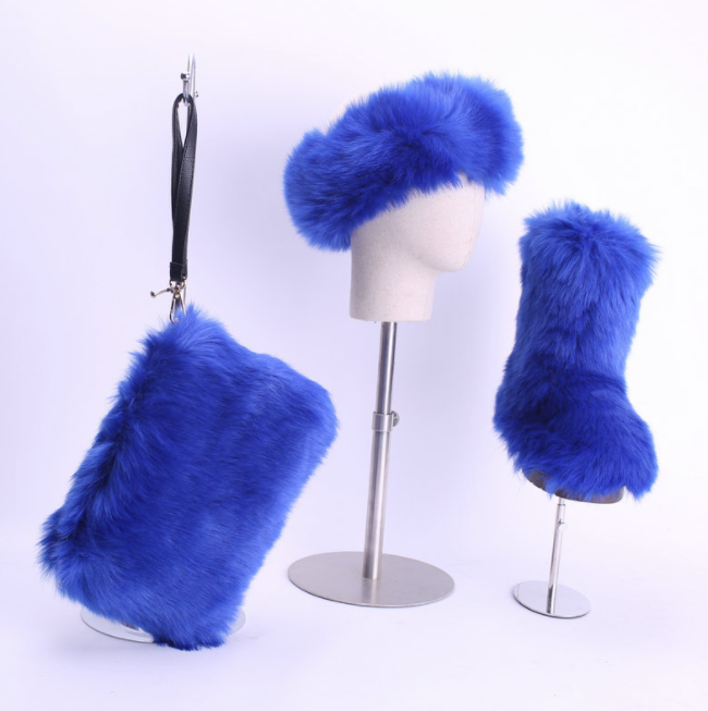 3 Pieces Fur Set Include the Hat,Bag and Boot