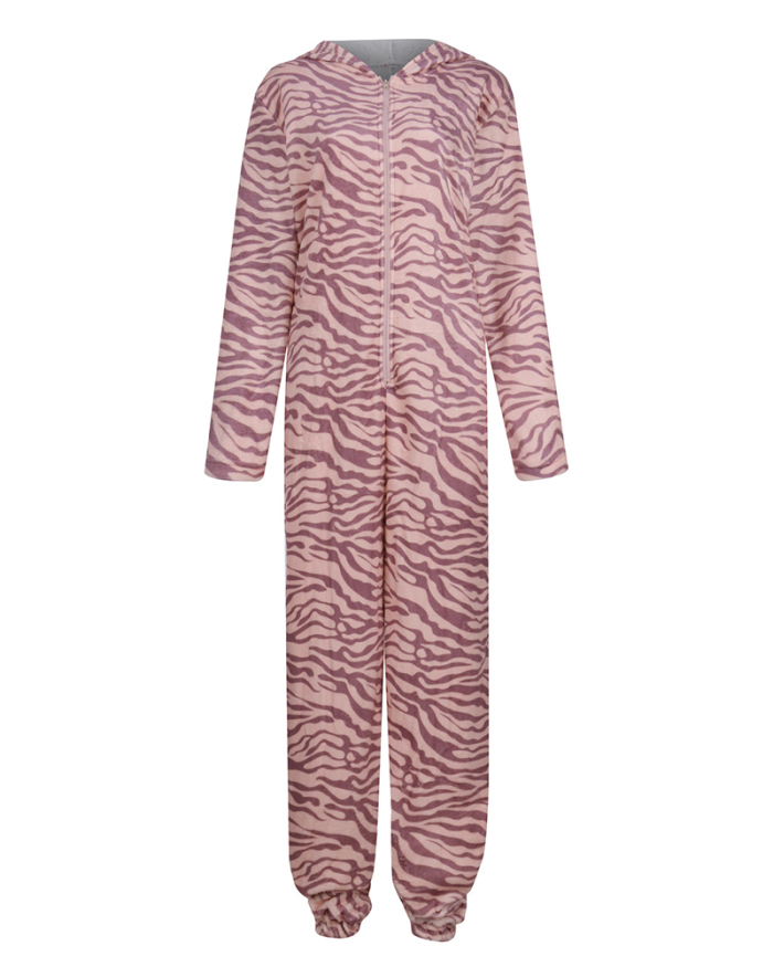 Top Sale Women Long Sleeve Printed Hoodies Christmas House Wear Jumpsuit Pajamas S-XL