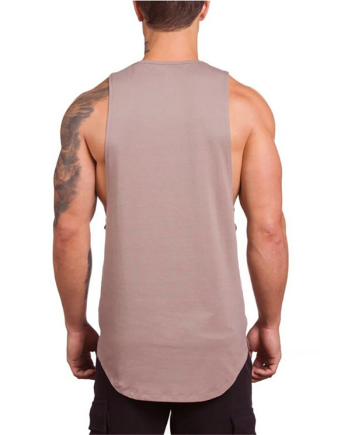 Men's Blank Cotton Loose Long Fitness Sports Elastic Vest M-XXL