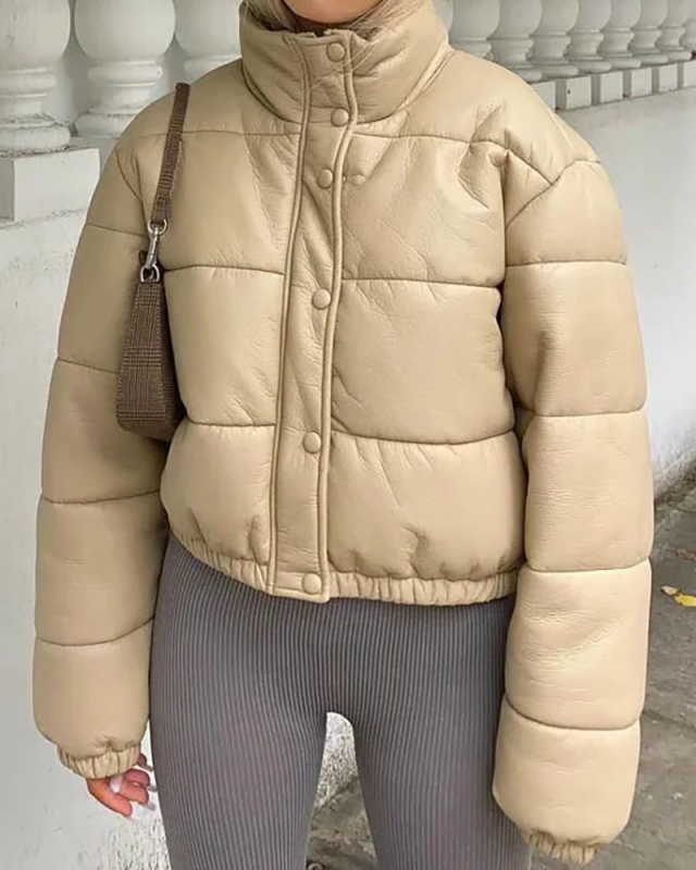 Ladies Fashion New Thicken Short Stand Collar Cotton Jacket S-XL