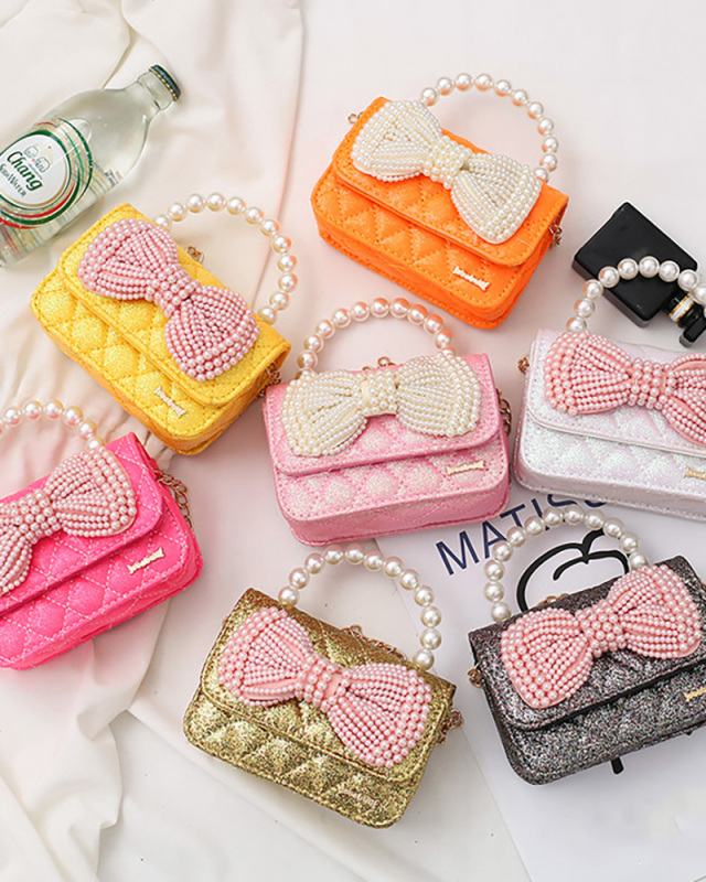 Fashion Girl's Chain Messenger Bag Personality Little Princess Style Shoulder Bag Mini Pearl Handbag Accessories Bag
