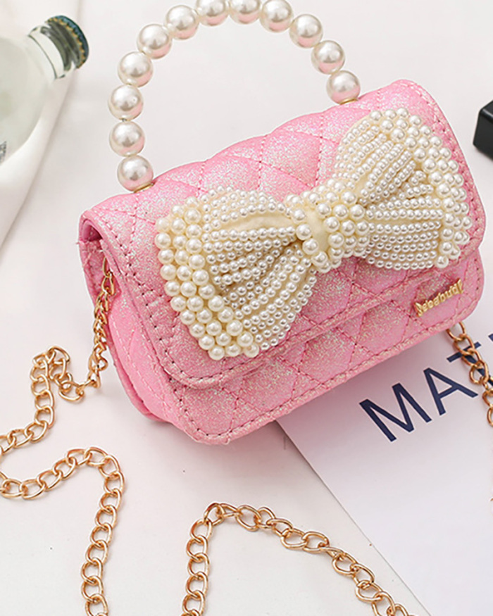 Fashion Girl's Chain Messenger Bag Personality Little Princess Style Shoulder Bag Mini Pearl Handbag Accessories Bag
