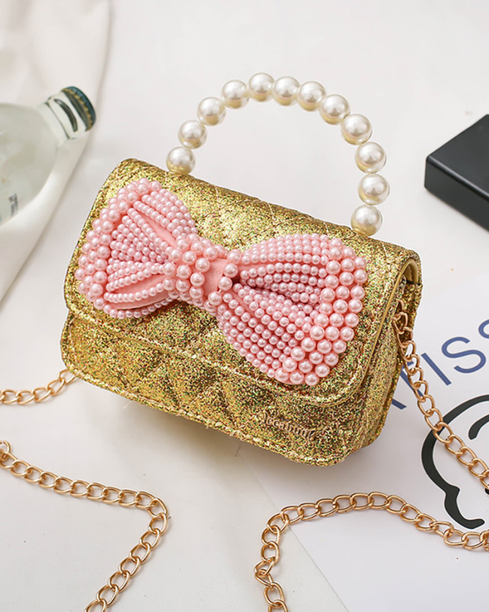 Fashion Girl's Chain Messenger Bag Personality Little Princess Style Shoulder Bag Mini Pearl Handbag Accessories Bag