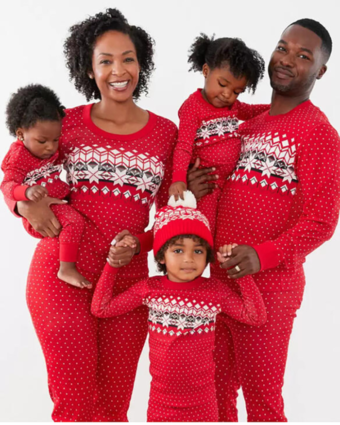 Christmas Printing Parent-Child Pajamas Set Red