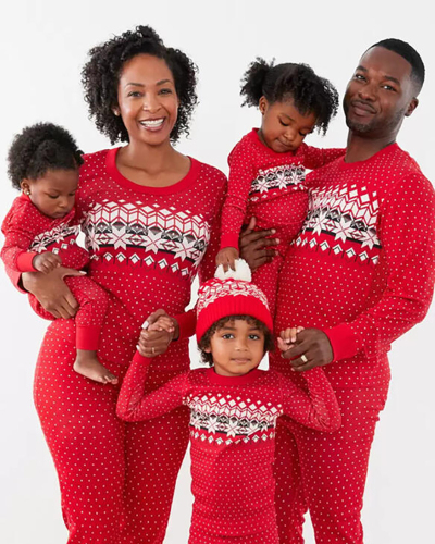 Christmas Printing Parent-Child Pajamas Set Red