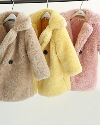 Children's Clothing New Autumn Winter Imitation Cashmere Large Particles Lapel Thickening Fur Coat