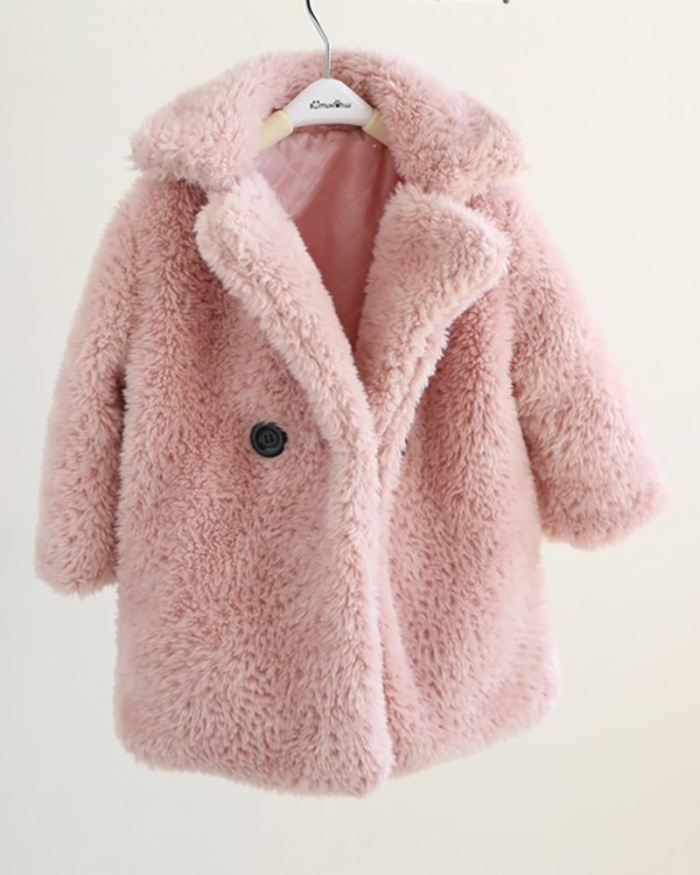Children's Clothing New Autumn Winter Imitation Cashmere Large Particles Lapel Thickening Fur Coat