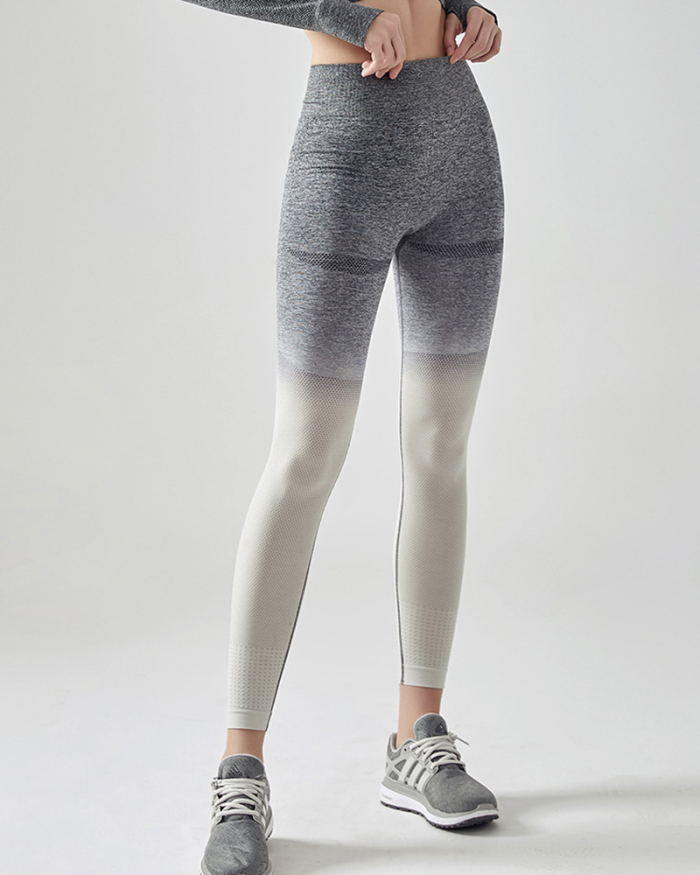 Ladies Fashion New Tie-Dye Gradient Sports Seamless Yoga Pants S-L