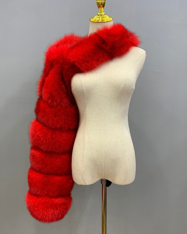 Hot Sale Fashion Fur Winter Tops White Yellow Green Black Pink Green