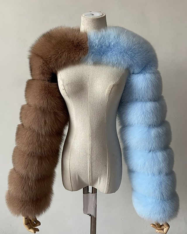 Lady Solid Color Party Fur Tops White Pink Yellow Green Black Blue Red S-4XL