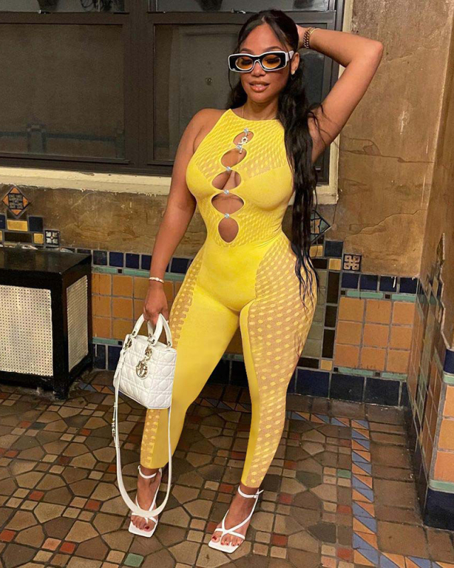 Sexy See Through Women Sleeveless Jumpsuit S-XXL