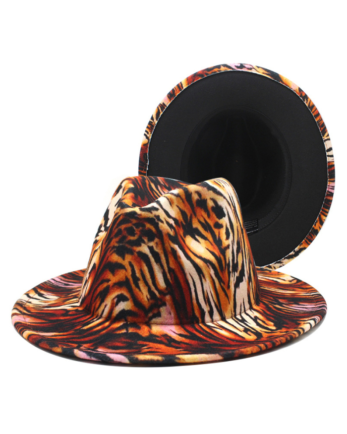 Fashion New Men's Pattern Printing Woolen Jazz Top Hat One Size