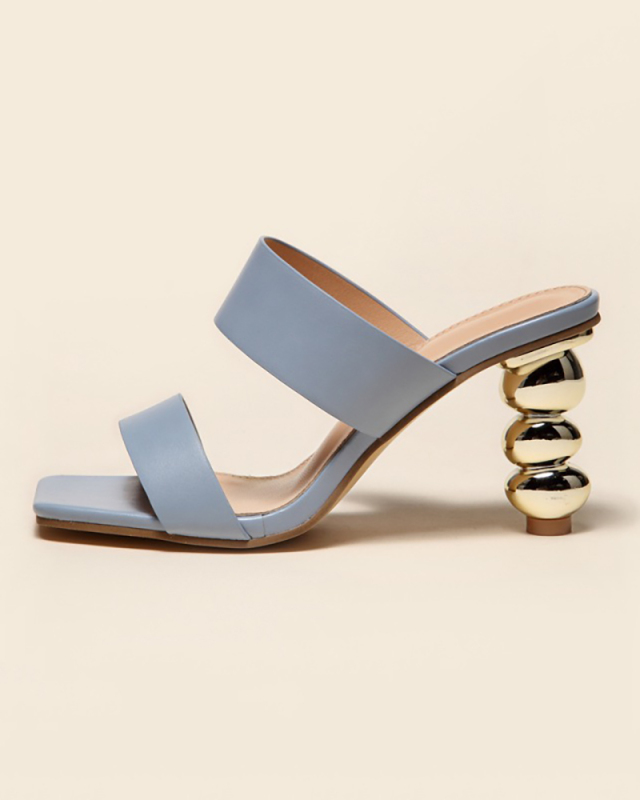 Women Mid Heels Sandals Gourd Heel Ladies Shoes White Blue Black Apricot Camel 35-42