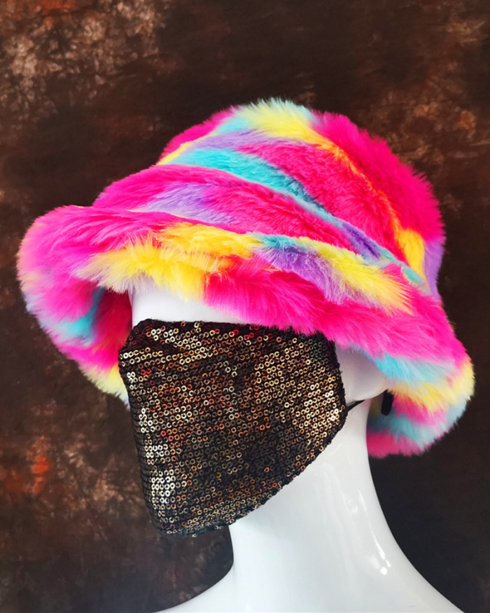 New Style Faux Fur British Basin Hat Ladies Warm Fisherman Hat Fashion Casual Plush Top Hat