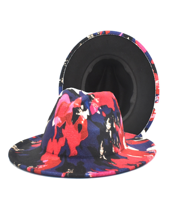 Fashion New Men's Pattern Printing Woolen Jazz Top Hat Jazz Trend One Size