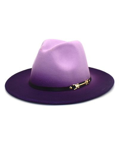 Fashion New Woolen Jazz Gradient Color Top Hat Trendy Hat One Size